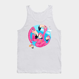 Crazy  pink family flamingo Tank Top